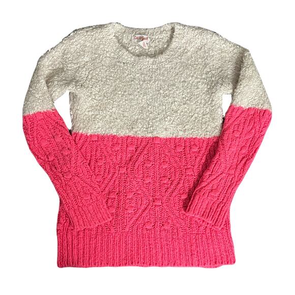 Cat And Jack Fuzzy Cable Knit Mixed Media Two Tons Sweater Girls Size 6-6X - Picture 1 of 4